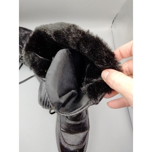 Pajar Tex Faux Fur Lined Black Boot Lace Up Non Marking Sole Size 10 - Picture 9 of 10